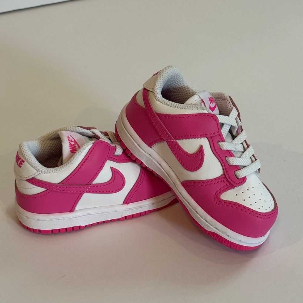 Nike Dunk Low Kids White and Hot Pink Sneakers